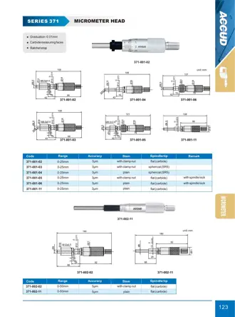 Pagina 129 din catalogul ACCUD, cu desenul de dimensiuni și datele complete