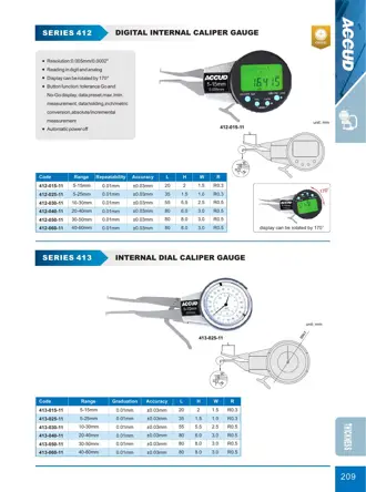 Pagina 215 din catalogul ACCUD, cu desenul de dimensiuni și datele complete