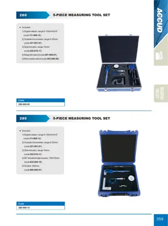 Pagina 365 din catalogul ACCUD, cu desenul de dimensiuni și datele complete